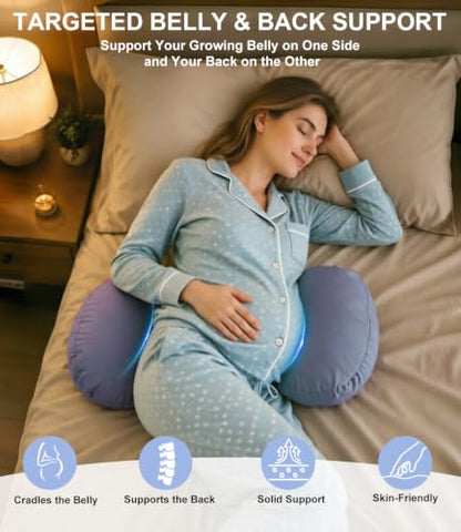 Adjustable Pregnancy Wedge Pillow for Belly & Back Support, Compact Design - color: Dark Blue