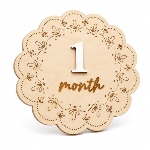 Monthly Milestone Signs for Baby Girl 1-12 Months, Month Markers with Removable Numbers, Double-Sided Newborn Photography Props, Monthly Baby Photo Props, First Year Keepsake (QR10) - color: QR10