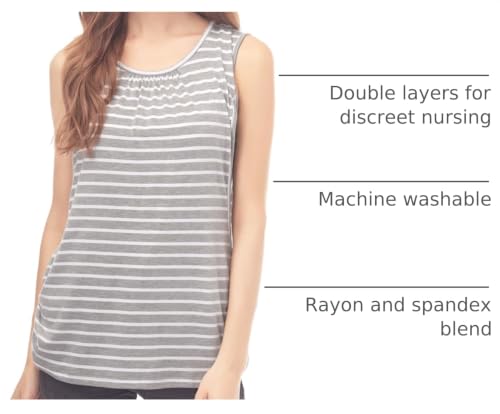 Smallshow Women's Maternity Nursing Tank Tops Breastfeeding Clothes 3-Pack - color: Black-dark Grey-light Grey Stripe(3 Pack), size: Medium