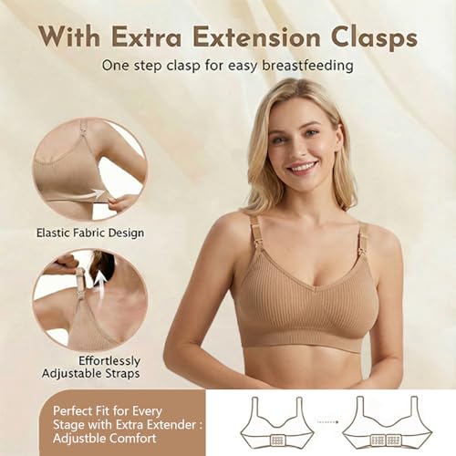 Nursing Bra 7 Pack, Seamless Wireless Maternity Breastfeeding Sleep Bra - size: One Size-XX-Large
