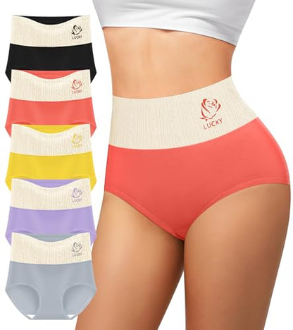 Women's Cotton Underwear High Waisted Tummy Control Panties 5 Pack - color: Multicolor, size: Medium