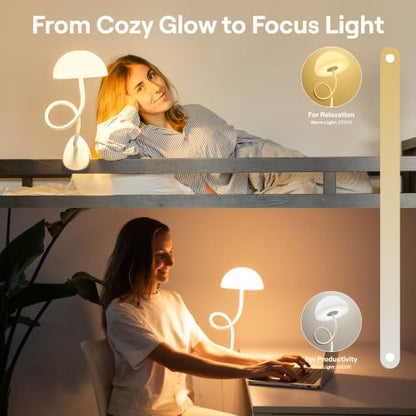 Smallish Shroommate Clip On Light for Dorm Room - 2.0 (White) - color: White White
