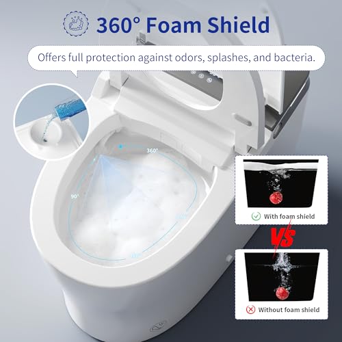 DeerValley Smart Toilet with Bidet Built in, Auto Open Close, Foam Shield - color: Dual-Color (Black/White)