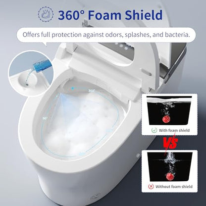 DeerValley Smart Toilet with Bidet Built in, Auto Open Close, Foam Shield - color: Dual-Color (Black/White)