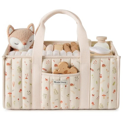 Blissful Diary Diaper Caddy Organizer, Storage Basket, Woodland Cream - color: Woodland Cream
