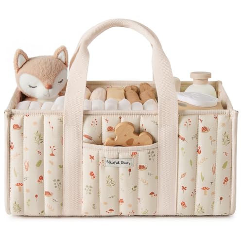 Blissful Diary Diaper Caddy Organizer, Storage Basket, Woodland Cream - color: Woodland Cream