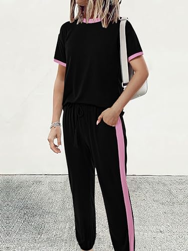 MASCOMODA Womens 2 Piece Outfits Summer Matching Lounge Sets Jogger Set - color: Black02, size: Medium
