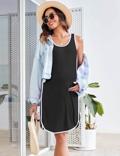 Labor and Delivery Gown Maternity Dress Breastfeeding Nursing Nightgown - color: Black, size: Small