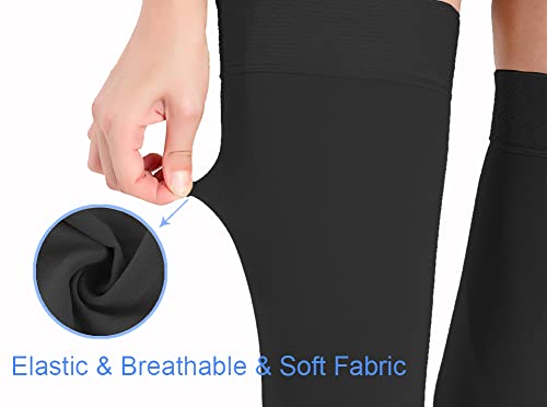 Footless Thigh High Medical Compression Stockings for Women & Men - color: Footless Black, size: Large