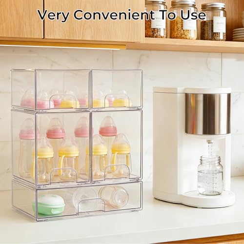 UFORU Baby Bottle Organizer,Stackable 5‑Pack Storage Drawers with Pads - style: 5PCS