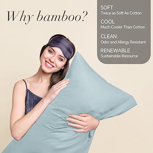 BEDELITE Pillow Cases Standard Size 2Pcs, Rayon from Bamboo, Haze Blue - color: Haze Blue, size: 2 Pack Standard（20"X 26"）