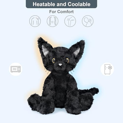 SuzziPals Devon Cat Plush, Black Cat Stuffed Animal Heating Pad for Cramps - style: Devon Cat