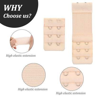 8PCS Women's Bra Extender 2 Hook 3 Row, Soft Elastic Back Extender for Bras, Comfort Fit Strap Extension for Most Bra Styles, White/Black/Skin/Gray