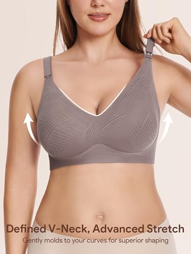 Angelhood Nursing Bras for Breastfeeding, Seamless Wireless Bra Push up - color: Multicoloured D, size: X-Large