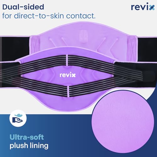 REVIX Lower Back Ice Pack Wrap with Dual Compression Straps, Purple - color: Purple