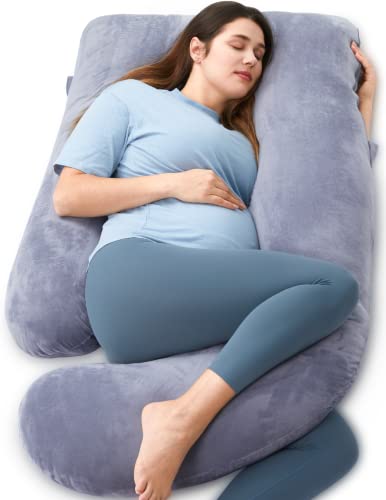 Momcozy Pregnancy Pillow for Sleeping - U Shaped Full Body Maternity Pillow - color: Grey