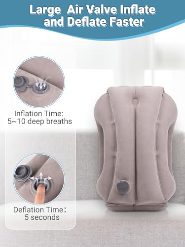 Maliton Inflatable Travel Pillow for Airplane Comfortable Sleeping, (Grey) - color: Grey