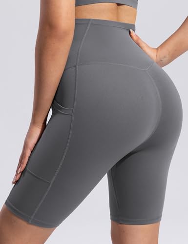 POSHDIVAH Creamluxe Maternity Biker Shorts with Pockets 6"/8" - color: Charcoal Gray, size: Small