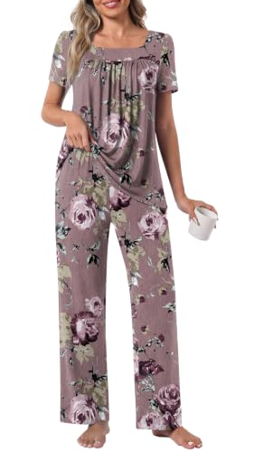 POPYOUNG Women's Pajama Set Maternity 2 Piece Ladies Loungewear - color: Bean Rose Red, size: 4X-Large
