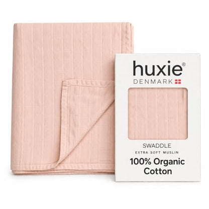 Swaddle Blanket, 100% Organic Cotton Muslin, 47"x47" Newborn - color: Blush