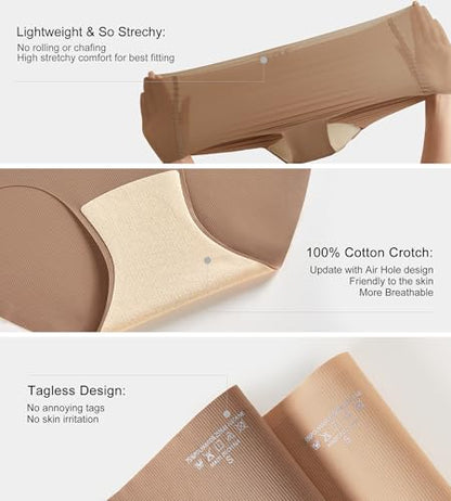 SHARICCA Seamless High Waisted Briefs Underwear Womens No Show Panties Pack - color: 5p - Soft Browns & Nudes, size: Medium