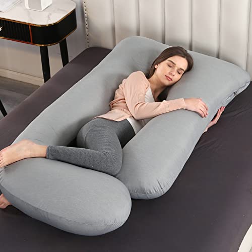Elover U Shaped Pregnancy Pillow,Full Body Maternity Support - color: Cooling-haze Gray
