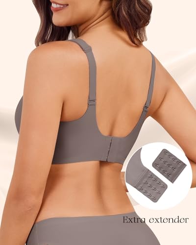 Nursing Bras for Breastfeeding Seamless Maternity Bra for Pregnancy Wireless Bralette with Extra Bra Extender - color: Light Grey