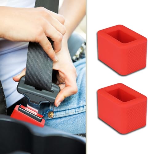 2 Pack Seat Belt Buckle Holder, Silicone Auto Rear Seatbelt Buckle Booster to Makes Receptacle Stand Upright for Easy Access, Universal Vehicle Seatbelt Buckle for Kids (Red) - color: Red