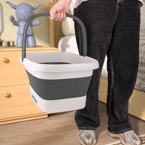 Collapsible Foot Soaking Tub, Foot Spa Bath Basin w/Acupressure Points - color: Gray