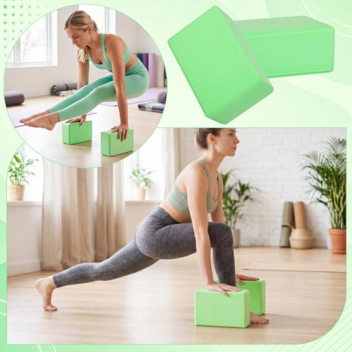 Wettarn 6 Pack EVA Yoga Blocks Bulk, Non Slip Pilates Brick - color: Green