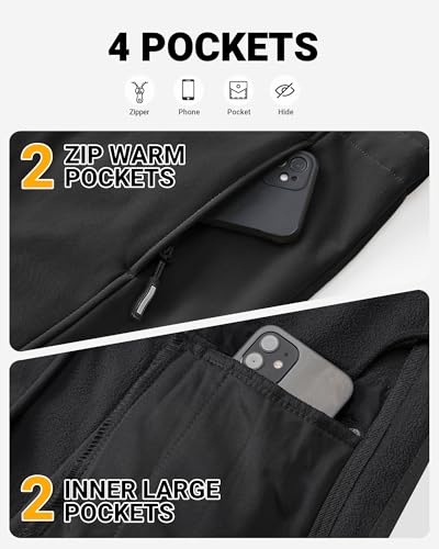 Outdoor Ventures Women's Waterproof Fleece Lined Hooded Softshell Rain Coat - color: Black, size: 4X-Large