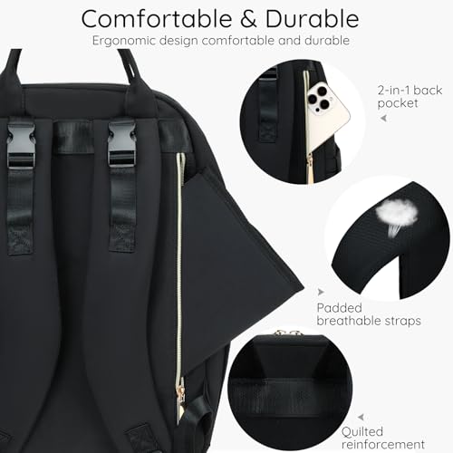 AIJIEKE Diaper Bag Backpack, Large Multi-functional Diaper Backpack, Black - color: Black