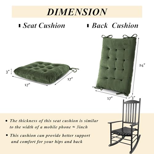 Rocking Chair Cushions High Back and Seat Cushion Green - color: Green