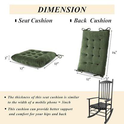 Rocking Chair Cushions High Back and Seat Cushion Green - color: Green