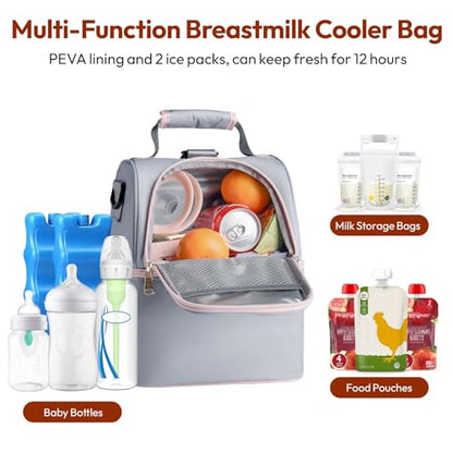 NCVI Breast Pump Backpack, Double Layer Removable, for Spectra/Medela - color: Grey