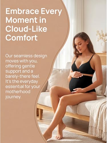 4 Pack Women's Maternity High Waist Underwear Over Bump Pregnancy Soft Seamless Supportive Panties - color: 2*black+nude+white, size: Small