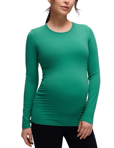 CRZ YOGA Maternity Crewneck Top - color: Cascadia Green, size: Medium