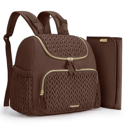 mommore Diaper Bag Backpack, Stylish Mini Baby Bag with Changing Pad - color: Coffee, size: Small