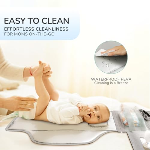 Alatino Portable Diaper Changing Pad, Wipe Clean, Large 25x22, Grey - color: Grey