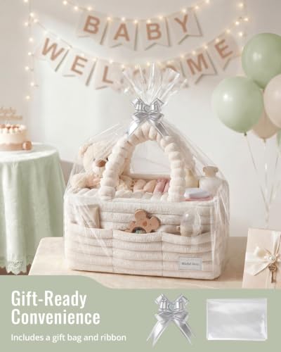 Blissful Diary Flannel Diaper Caddy Organizer & Gift Packaging, Cream Beige - color: Cream Beige
