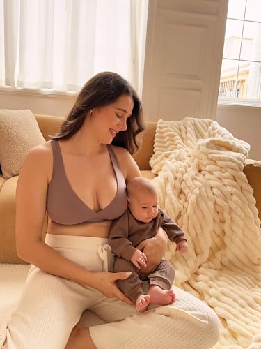 MOMANDA Crossover Nursing Bras for Breastfeeding - color: Brown Purple, size: X-Small