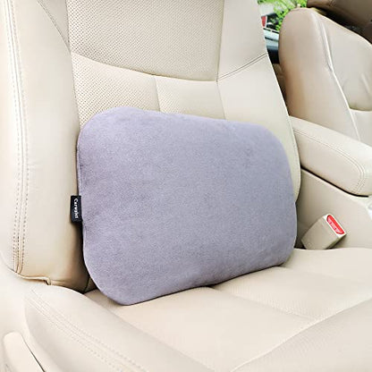 Latex Lumbar Support Pillow for Car Seat Cushion Lower Back Pain Relief - color: Grey