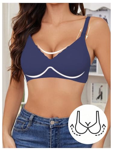 OYOANGLE Women's Maternity Nursing Bra Wireless Push Up Breastfeeding Bras - color: Blue, size: Small