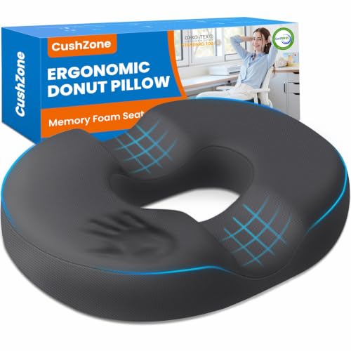 Donut Pillow Seat Cushion, Office Chair Cushion, Gray, Large - color: Grey, size: Large