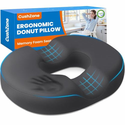 Donut Pillow Seat Cushion, Office Chair Cushion, Gray, Large - color: Grey, size: Large
