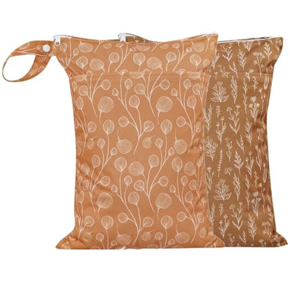Waterproof Wet Dry Bags with Two Zippered Pockets and Handle - color: Flower