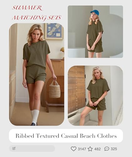 MARZXIN Women 2 Piece Short Set with Vertical Stripes Summer Cruise Outfits - color: Jungle Green, size: Medium
