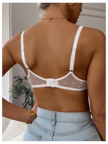 MakeMeChic Women's Nursing Bras for Breastfeeding Lace Maternity Lingerie - color: White B, size: Large