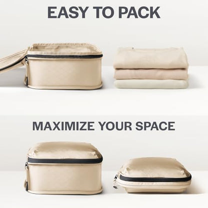 Aerotrunk Ultralight Compression Packing Cubes for Travel, 3-Pack, Beige - color: Beige, size: 3-Pack