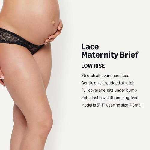 Amazon Essentials Women's Maternity Under Bump All over Stretch Lace Brief, Pack of 6 - color: Black, size: Large